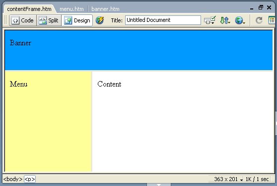 frameset in Dreamweaver MX 2004